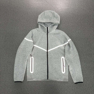 Sweat-shirt noir oversize décontracté à fermeture éclair, col montant tricoté, anti-plis, doublé, imprimé numérique, streetwear, automne, 100 % coton - Product Image 4