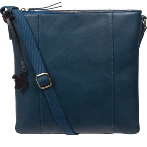 Bolso Bandolera Cruzado de Cuero Azul Genuino para Mujer con Cierre de Cremallera y Correa Ajustable y Estilo Moderno Minimalista - Product Image 5