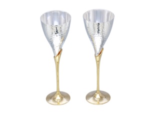 Flûtes à champagne classiques faites à la main, bicolores, martelées argent-or, 8 oz, incassables, écologiques, sans danger pour les aliments - Product Image 3