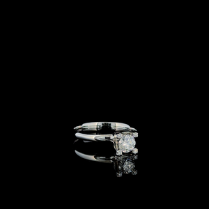 Bague en or blanc avec diamant rond, alliance de fiançailles, solitaire, bijou de promesse - Product Image 1