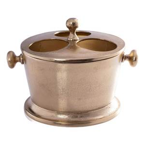 Seau à glace rond en métal doré White Royals avec couvercle et poignées, refroidisseur de boissons pour bar et table de fête à domicile - Product Image 1