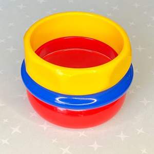 Bracelet en résine multicolore pour femme, motif géométrique à pois, rayures et zigzags, bijou de main rond, bracelet de costume - Product Image 4