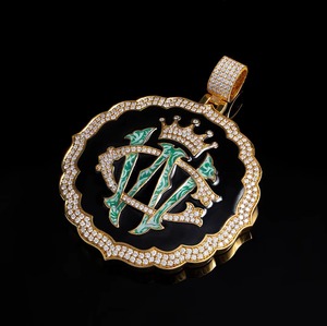 Iced Out Moissanite <b>Initial</b> <b>Pendant</b> With Crown Design 18K Gold Plated Luxury Charms For Everyday Wear Hip Hop Custom <b>Pendant</b> - Product Image 6