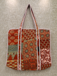 Bolso Tote Vintage Marrón Rústico con Parches para Mujer, Hecho a Mano, Acolchado de Algodón, Grande, Proveedor Mayorista de Exportación - Product Image 4
