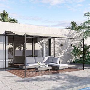 Pergola Gazebo 13FT X 10FT in Acciaio Bianco Crema per Esterni con Telo Resistente alle Intemperie e Fori di Drenaggio - Product Image 2