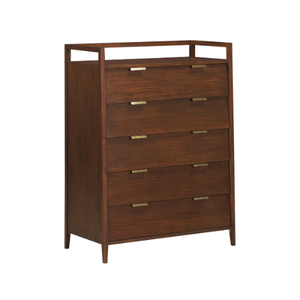 Elegante Cómoda Alta de Madera con Cinco Cajones, Mueble de Almacenamiento para Dormitorio, Estilo de Madera Sólida, Fabricante OEM ODM - Product Image 4