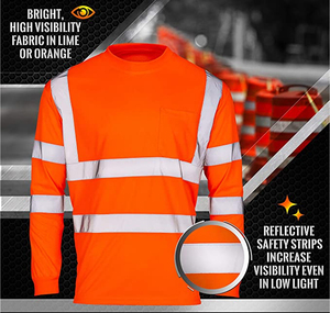 เสื้อยืดทำงานแบบสะท้อนแสงสำหรับผู้ชาย ANSI Class 2 แขนยาว มีกระเป๋า สีดำ ไซส์ S ปรับแต่งได้ - Product Image 4