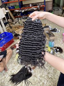 Hot Trend Deep Wave Bundles Vietnamese Human Hair Full HD Transparent Front Training Heads Black Women's Style - Product Image 4