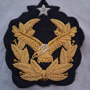 Handmade Embroidered Custom Made Bullion Wire Fabric Canvas 3D Solid Color Customizable Fashion <b>Badges</b> with Custom Packing - Product Image 1