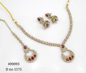 Bijoux Mehendi sert 09093, collier Polki Kundan, bijoux aspect émeraude, bijoux de mariée pakistanais pour mariage, fête, femmes. - Product Image 4