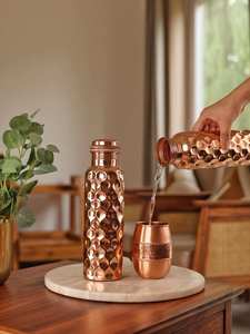Juego de Botellas de Agua de Cobre con Diseño Martillado, Estilo Moderno, Portátil, para Uso Doméstico - Product Image 1