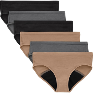 Braguitas Menstruales a Prueba de Fugas para Mujer, Ropa Interior sin Costuras, Transpirable, Tejida, de Tiro Medio, Protección Sanitaria, 58% Algodón, 37% [material restante] - Product Image 1