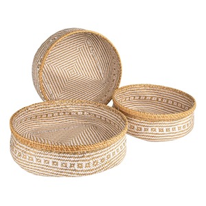 Set Of 3 HandWoven Seagrass And Rattan <b>Baskets</b> With Pattern Handmade <b>Storage</b> <b>Basket</b> Wholesale eco-friendly Made in Vietnam - Product Image 1