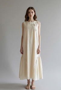 Vestido Maxi sin Mangas de Algodón Hecho a Mano, Elegante, Minimalista, Estilo Boho, Corte en A, para Salidas Informales y Vacaciones - Product Image 2