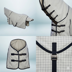 260-280 GSM Polycotton Dressage Use Horse Rug Combo for Summer Black Binding Breathable UV Protection <b>Removable</b> Leg Straps - Product Image 3
