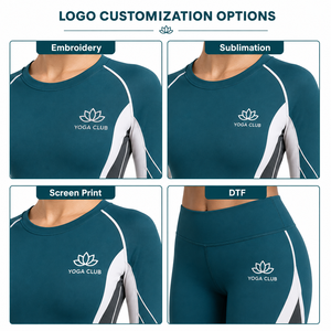 Yoga Club Women's 2 Piece Full Length Yoga Set Crew Neck Long Sleeve Breathable Spandex <b>Mesh</b> Geometric Print Mid Waist Seamless - Product Image 5