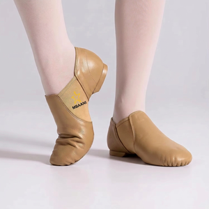 Zapatos de Ballet Suaves para Mujer MBAANI, Color Bronceado, Cuero Genuino, Suela Partida, Zapatos Planos para Danza Jazz, Color Personalizado, Logotipo Personalizado - Product Image 2