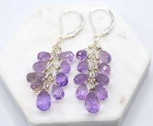 Dainty Amethyst Briolette <b>Earrings</b> Light Purple Gemstone Sterling Silver <b>Gold</b> Plated Third Party Certified Handmade Gift for Her - Product Image 3
