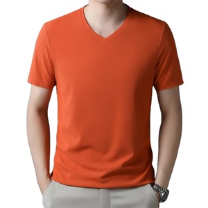 2024 nueva Camiseta básica de gofres para hombre, Color puro, manga corta, cuello en V, 7 colores y 6 tamaños, diseño en blanco de talla grande - Product Image 4