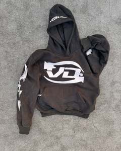 Conjunto de Sudadera con Capucha y Pantalones Deportivos de Felpa Gris Oscuro VDNRY DEPT, Ropa Deportiva con Estampado de Logotipo Gráfico y Mangas Tribales - Product Image 1