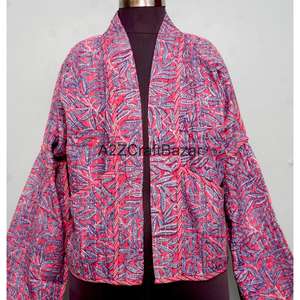 Chaqueta Acolchada Estilo Indio Vintage, 100% Algodón Tejido, Transpirable, Ecológica, Cuello en V, Diseño Floral para Mujeres y Niñas - Product Image 2