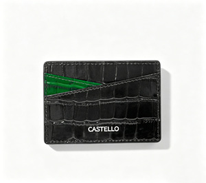 [Nuevo Producto] Cartera Delgada de Cuero con Grabado de Cocodrilo Castello, Tarjetero, Combinación de Colores en Poliéster - Product Image 1