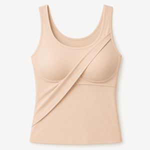Women's Seamless Padded Tank <b>Top</b> Asymmetric Design Scoop Neck Stretch Solid Color Regular Fit Knitted - Product Image 1