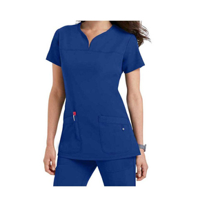 Top Pants Woven Fabric <b>Nurse</b> Scrubs Fashionable Woven Fabric Nursing Scrubs Short Sleeve Stretchy Medical Scrub Uniform Set - Product Image 5