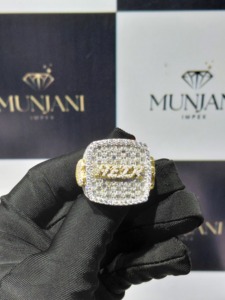 925 Sterling Silver VVS Moissanite Custom <b>Name</b> Signet <b>Ring</b> Two Tone Iced Out Hip Hop Statement <b>Ring</b> Pass Diamond Tester - Product Image 1