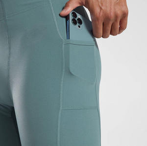 Leggings de compression pour homme de haute qualité, couleur turquoise unie, en spandex et nylon, avec ceinture élastique, pour la gym - Product Image 6
