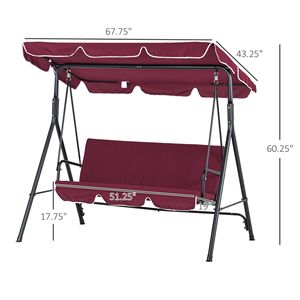 Sedia a dondolo regolabile in rattan per veranda con cuscino impermeabile e tettuccio rimovibile - Product Image 3