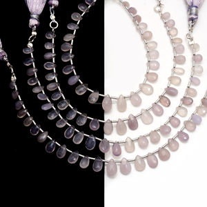 Belle Scorolite naturelle Lavande Quartz Facettes Forme de poire 6 pouces 6x4 à 9x6 MM Brin de pierres précieuses pour la fabrication d'articles de bijoux - Product Image 4