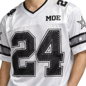 Maillot de football américain rétro 2026 en maille grande taille à manches courtes 100 % polyester, protection UV, séchage rapide, respirant, vente en gros - Product Image 2
