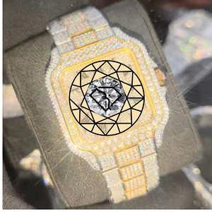 นาฬิกาข้อมือ Ramdut Impex Iced Out Lab Diamond สแตนเลสสตีล หน้าปัดทรงกลม แสดงวันที่อัตโนมัติ สำหรับทุกเพศ จากอินเดีย - Product Image 1