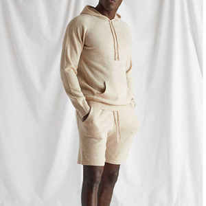 Conjunto de pantalones cortos y sudadera con capucha para hombre, diseño moderno, lavado ácido, talla grande, 100% algodón, forro polar transpirable, conjunto deportivo para hombre - Product Image 4