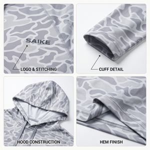 Sudadera con Capucha de Pesca para Hombre, Personalizada, Ligera, de Poliéster, Manga Larga, Camuflaje, Protección Solar UPF 50+, Transpirable, Absorbe la Humedad - Product Image 4