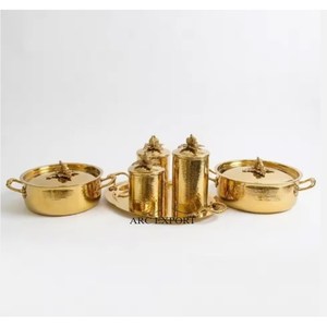 High In Demand Stainless Steel Silver Polished Hammered Texture Ruffoni Cooking <b>Pots</b> Casseroles With Canisters <b>Set</b> From India - Product Image 3