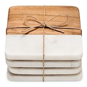 Ensemble de 4 sous-verres en bois de sheesham Aqdus Saleem avec incrustation de marbre, avec couvercle et cuillère |   Artisanat écologique en gros - Product Image 5