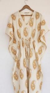 Caftán de algodón hecho a mano con estampado a mano, vestido de verano bohemio para mujer, ideal para la playa. - Product Image 5