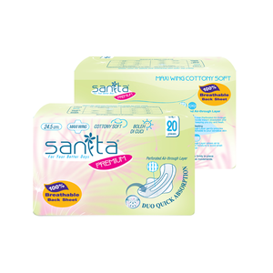 Toalla Sanitaria Sanita Premium Maxi Wing de 24.5cm para Uso Diurno, Súper Absorbente, Transpirable y Desechable - Product Image 3