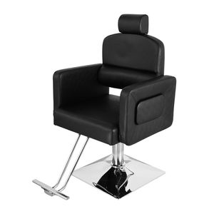 Poltrona da Barbiere Reclinabile in Pelle PVC con Piastra Quadrata e Poggiapiedi, Telaio in Acciaio Galvanizzato, Capacità 300 libbre, Nera HZ8897B N001 - Product Image 5
