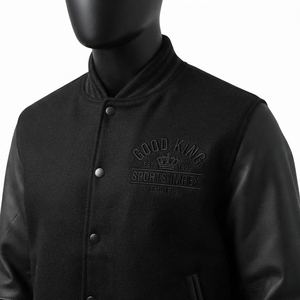 High Street <b>Leather</b> Sleeves Letterman Varsity Breathable Winter <b>Long</b> Sleeves Baseball <b>Jacket</b> for Men - Product Image 6