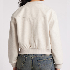 Custom Logo Women's Cropped Varsity Bomber <b>Jacket</b> Button Baseball Letterman <b>Jacket</b> <b>Short</b> Length Solid Wool Quilted - Product Image 3