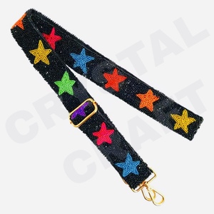 CRYSTAL CRAFT Model 4135 Vintage Beaded Hook <b>Strap</b> with Gold Text Custom Eco-Friendly Handbag Accessory Navy Blue - Product Image 3