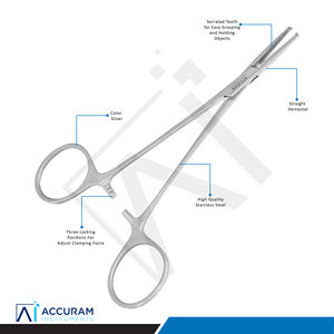 Pinzas Hemostáticas Accuram Halstead Mosquito Kocher Rectas de 12.5cm, Acero Inoxidable, Instrumentos Quirúrgicos Dentales para Aplicación de Tisúes - Product Image 4