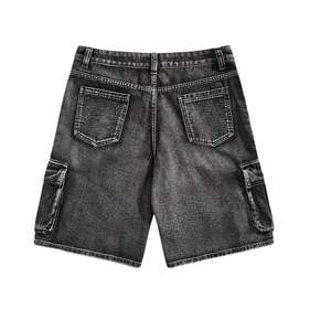 2026 New Fashion Streetwear Custom Summer OEM Vintage Wash Jorts <b>Men</b> <b>Jeans</b> Shorts with Rhinestones Denim Shorts - Product Image 2