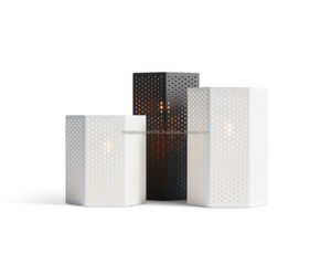 S/3 élégant métal hexagone découpé bougeoirs et lanternes extérieur maison et salon lit chambre décor vaisselle et bocaux à bougies - Product Image 1