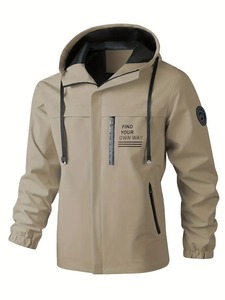 Veste coupe-vent en toile personnalisée avec logo OEM, imperméable, imprimée par transfert, en polyester/nylon, à capuche, écologique, logo personnalisé sur le devant - Product Image 5