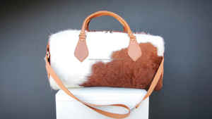 Sac de voyage portable en cuir véritable de vachette avec fermeture éclair, style mode, pour week-end, fabriqué en usine OEM, LHDB-0098 - Product Image 6