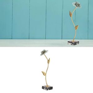 Sculpture florale en métal avec base en marbre, statue décorative de fleurs pour salon, chambre, bureau, table, décoration d'intérieur - Product Image 6